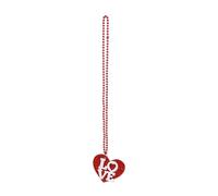 Bydezcon Valentine's Day Plastic Beads Necklaces Amorettes Love Heart Glitter Pendant Beads Necklace Wedding Party Supplies