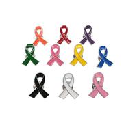 Bydezcon Women's Brooches & Pins 10 Pcs Ribbon Lapel Pin Breast Cancers Awareness Brooch Hope Ribbon Enamel Pins Badge for Charity Event Supplies