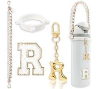 BydGxy Cute Letter Charm Handle Strap Set for Owala Water Bottle 24 oz, 32 oz, 40 oz, Owala Kids, Owala Coffee Tumbler, Owala FreeSip - Compatible with Owala Accessories & Stanley Cup Accessories（R）