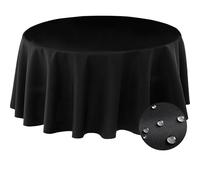 BYDOLL Table Cloth Round 60 Inch Tablecloth Fits Max50 Inch Diameter Top,Black Washable Outdoor Winkle and Stain Resistant Spillproof Polyester Tablecloths for Round Tables Party Cover