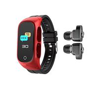 BYDPBS 2 In1 Bluetooth Earphone Smart Watch.Outdoor Sport Portable Watch for Male Female Teens.Fitness Tracker with Heart Rate Blood Oxygen Monitoring,Red