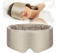 BYDT 100% Mulberry Silk Sleep Mask - Ultra-Soft Blackout Eye Cover for Travel, Side Sleepers & Sensitive Skin, Adjustable Strap for All Head Sizes (Taupe)