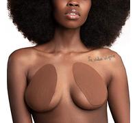 Bye Bra Breast Lift Tape Pads,Adhesive Bra, Lifting Boob Tape with Satin Nipple Covers, Sizes: A-C, D-F, F-H, Multiple Colours Available (Dark Nude, D-F)