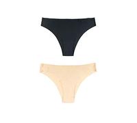 Bye Bra Invisible brazilian panties, Seamless low rise underwear, Smooth and comfortable knickers with no-stitching, 2-pack: Nude, Black, XS-XL (M)