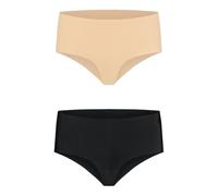 Bye Bra Invisible high brief panties, Seamless high rise underwear, Smooth and comfortable knickers with no-stitching, 2-pack: Nude, Black, XS-XL (L)