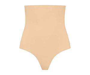 Bye Bra Invisible Thong, High Waist, Low Control, No Stitch, Cotton Gusset, Lightweight, 3 Colors, S-XXL Beige