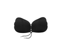 Bye Bra Lace-It Bra Adhesive Push-up Bra, Seamless Self-Adhesive Bra Adjustable Sticky Bra, Strapless and Backless with Front Fastening String, Cup Sizes: A-E in Beige, Black or White (Black, A)