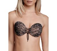 Bye Bra Strapless Round Lace-it Bra with lace Detailing, Invisible Adhesive Push-up Bra with Drawstring, Adjustable and Backless, for Perfect Cleavage, Cup Sizes: A-E (Cup D)