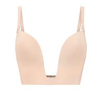 Bye Bra Ultra Plunge Bra Deep Plunge Bra Natural Push-Up Effect Underbust Support Hook and Eye Closure S-XXL Beige/Black (UK, Alpha, L, Regular, Regular, Standard, Beige)