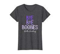 Bye Bye Boobies Hello Healing Purple T-Shirt, Women, Dark Heather Grey, Medium