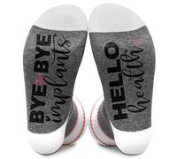 Bye Bye Implants Hello Health, Post Surgery Gift, Explant Socks Size 5.5-11, Novelty Gifts for Families Friends on Birthday Thanksgiving Christmas Day - A67, Gray