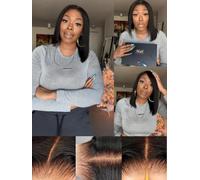 Bye Bye Knots Yaki Straight Bob Glueless Wig Pre Cut/Frayed Discolored Lace Wig 7x5 Human Hair Invisible Knots Pre Everything 3S Short Wigs Yaki Bob