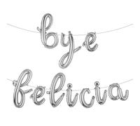 Bye Felicia Decorations for Farewell, Coworker Leaving, Moving Away, Goodbye Party - We Will Miss You Bon Voyage Going Away Balloons Banner (L BYE FELICIA Silver)