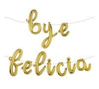 Bye Felicia Decorations for Farewell, Coworker Leaving, Moving Away, Goodbye Party - We Will Miss You Bon Voyage Going Away Balloons Banner (L BYE FELICIA Gold)