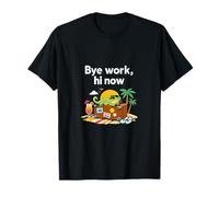 Bye Work Hi Now Permanent Vacation Party Gecko Art T-Shirt