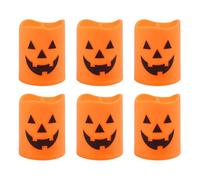 Byeaon Halloween Flameless Candles, Pumpkin Tea Lights Candles, Spider Cobweb Decal Led Flickering, 3.7x4.5cm, Compact and Portable, Battery Operated, for Indoor and Outdoor Settings