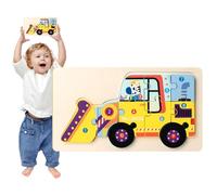 Byeaon Wooden Vehicle Puzzles,Educational Fire Truck Puzzles | Portable Learning Aid, Early Education Supplies for Fine Motor Skills, Shape Cognition Ability