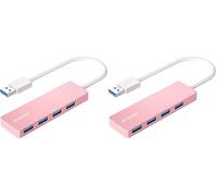 BYEASY USB Hub,USB Splitter for Laptop, USB 3.0 Hub,Multi USB Port Expander,Fast Data Transfer 4 Port USB Hub Compatible with Windows PC, Mac, Printer, Mobile HDD (Pack of 2)