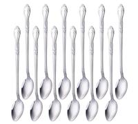 BYEGOU Stainless Steel Ice Tea Spoons, 12 Pack Long Handle Sundae Spoons Mixing Spoons for Ice Coffee, Milk Tea, Desserts, Restaurants and Home Kitchens, Dishwasher Safe