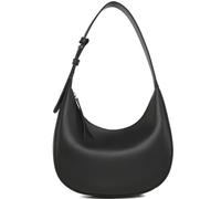 byepica Black Vegan Leather Crossbody Bag, Crescent Anti-Theft Shoulder Bag For Women, Zippered Hobo Handbag With Adjustable Strap
