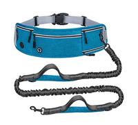 byepica Blue Hands Free Dog Leash for Running, Adjustable Waist Bag with Bungee, Anti-Shock, and Reflective Strips