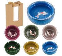 byepica Koi Fish Ice Crackle Soju Glasses Set, 6 Ceramic Tea Cups, Porcelain Shot Glasses for Tea, Wine, Or Sauces