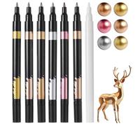 byepica Metallic Markers Set With Erasing Pen, 6 Colors 0.7Mm Fine Tip Chrome Paint, For Metal, Glass, Resin, Plastic, Glossy Diy