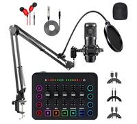 byepica Rgb Dj Mixer Board And Bm-800 Microphone Podcast Equipment Bundle For Streaming, Real-Time Monitoring, Dual Mic, 48V Phantom Power For Pc, Mobile, Tablet Recording