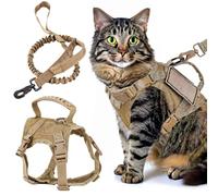 byepica Soft Mesh Tactical Cat Harness with Adjustable Leash, Khaki with Control Handle