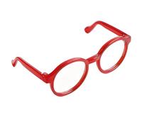 byepica Transparent Red Pet Glasses, 3.5 in Frame, Small Cat Costume, Lightweight Plastic, 2.2 in Temples