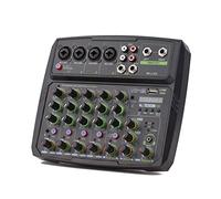 BYERZ yinpingfangdaqi 6-Channel Audio Mixer Mixing Console LED Screen Built-in Soundcard BT Connection with 2-Band EQ Gain Delay Control Audio Amplifier