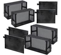 BYETIVE Mesh Cosmetic Bag Mesh Makeup Bag Set Nylon Bag With Zipper Toiletry Beauty Storage Bags Zipper Pouch Cosmetic Organizer Travel Accessories Kit Set Portable Storage, Black B