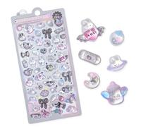 BYETOCE 3D Thick Puffy Stickers Cartoon Cute Black and White Bow Soft Stickers Tiny Reusable Fuzzy Patch for Scrapbooks Planner Journals Laptops Phone Case DIY