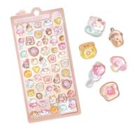 BYETOCE Cartoon Thick Puffy Stickers Cute 3D Animal Brown Hamster & Desserts Soft Stickers Reusable Fuzzy Tiny Patch for Scrapbooks Planner Journals Laptops Phone Case DIY
