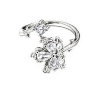BYETOCE Fall Gold Plated Knuckle Ring Trendy Zircon Crystal Jewelry with Maple Leaf Design Vintage Stackable Joint Finger Ornament Simple Cute Open Twist Ring for Women Daily Wear, Alloy Steel, No