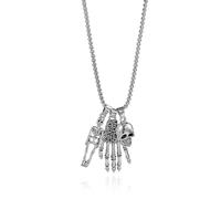 BYETOCE Halloween Skull Pendant Necklace for Women, Silver Plated Skeleton and Skull Hands Charm Choker Halloween Gothic Claw Chain Jewelry for Women Men Party Punk Rock Jewelry, XL, Brass, Cubic