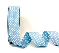 Byetsa Baby Blue 30mm Polka Dot Bias Binding on a 2m Length (N.B. This is a Cut from a roll)