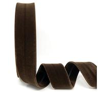 Byetsa Brown 30mm Velvet Bias Binding per metre (N.B. This is a Cut Form a roll, Presented on a Bertie's Bows Ribbon Card)