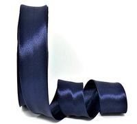 Byetsa Dark Navy Blue 30mm Satin Bias Binding on a 2m Length (N.B. This is a Cut from a roll, Presented on a Bertie's Bows Ribbon Card)