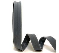 Byetsa Grey 18mm Velvet Bias Binding on a 3m Length (N.B. This is a Cut Form a roll, Presented on a Bertie's Bows Ribbon Card)