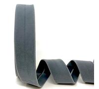Byetsa Grey 30mm Velvet Bias Binding per metre (N.B. This is a Cut Form a roll, Presented on a Bertie's Bows Ribbon Card)
