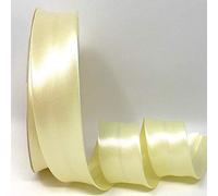 Byetsa Pale Lemon Yellow 30mm Satin Bias Binding on a 2m Length (N.B. This is a Cut from a roll, Presented on a Bertie's Bows Ribbon Card)