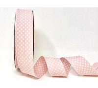 Byetsa Pale Pink 30mm Polka Dot Bias Binding on a 2m length (N.B. this is a cut from a roll) Ideal for bunting, craft projects, sewing