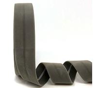 Byetsa Pewter 30mm Velvet Bias Binding per metre (N.B. This is a Cut Form a roll, Presented on a Bertie's Bows Ribbon Card)