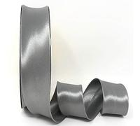 Byetsa Pewter Grey 30mm Satin Bias Binding on a 2m Length (N.B. This is a Cut from a roll, Presented on a Bertie's Bows Ribbon Card)