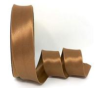 Byetsa Russet Brown 30mm Satin Bias Binding on a 2m Length (N.B. This is a Cut from a roll, Presented on a Bertie's Bows Ribbon Card)