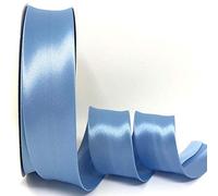 Byetsa Sky Blue 30mm Satin Bias Binding on a 2m Length (N.B. This is a Cut from a roll, Presented on a Bertie's Bows Ribbon Card)