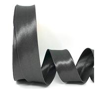 Byetsa Steel Grey 30mm Satin Bias Binding on a 2m Length (N.B. This is a Cut from a roll, Presented on a Bertie's Bows Ribbon Card)