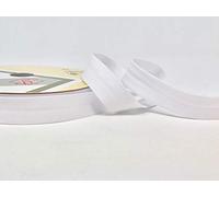Byetsa White 18mm Stretch Bias Binding on a 3m Length Cut from a roll, Presented on a Bertie's Bows Ribbon Card(3% Elastine/97% Cotton)