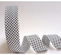 Byetsa White 30mm Black Polka Dot Bias Binding on a 2m length (N.B. this is a cut from a roll) Ideal for bunting, craft projects, sewing